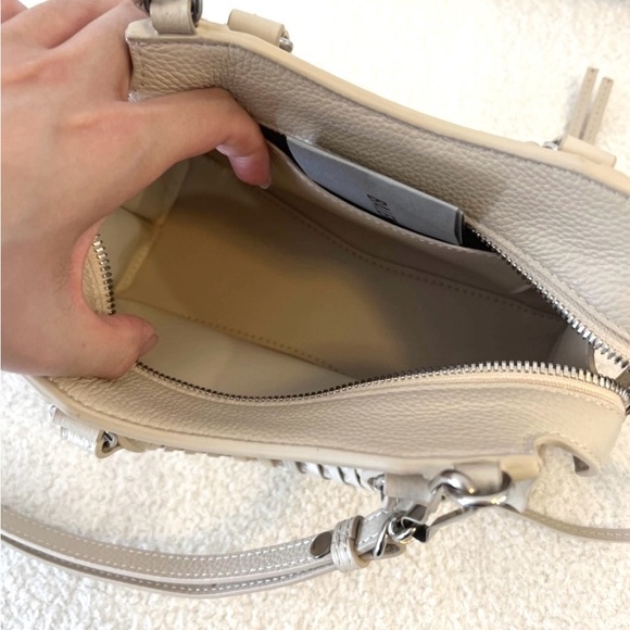 Auth LIKE NEW Balenciaga Neo mini Cream calfskin Leather Handbag 2 way strap - Picture 6 of 14